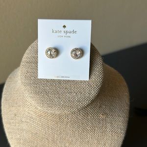 Kate Spade Bright Ideas Pave Halo Stud Fashion Earrings, Clear/Rose Gold